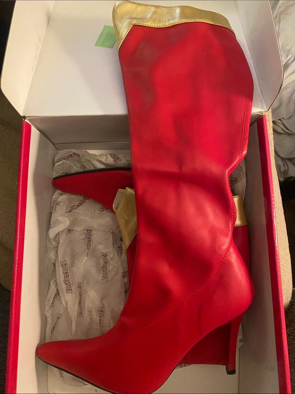 Red Knee-High Pointed Toe Stiletto Boots - Unbranded Wonder Woman Boots